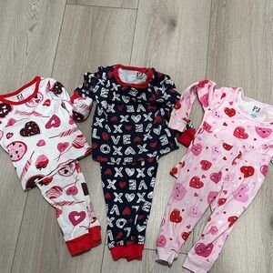PJ Kids Heart and Letter Print Pajama Set - Red, Pink, and Blue